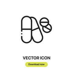 Obraz premium pills icon vector. Linear style sign for mobile concept and web design.pills symbol illustration. Pixel vector graphics - Vector.