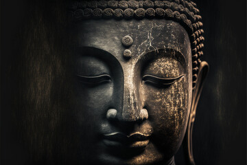 Fototapeta na wymiar Buddha face, AI generation