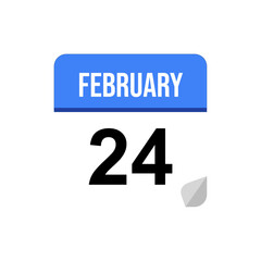 24 February calendar date icon on transparent background