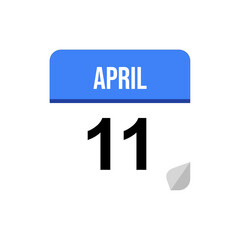 11 April calendar date icon on transparent background