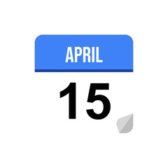 Obraz premium 15 April calendar date icon on transparent background