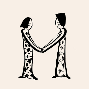 M letter of font made with simple drawing of couple