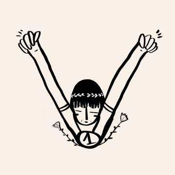 Ink styled simple alphabet letter V as ancient athlete