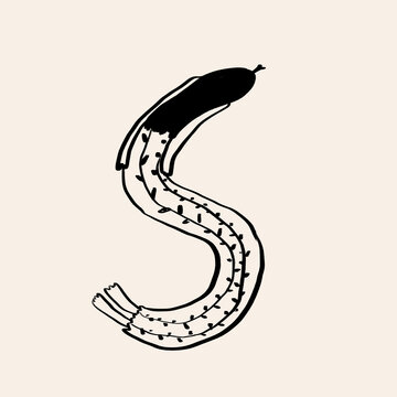 Simple ink font letter S with woman