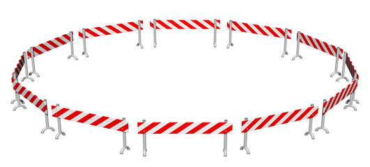 Obraz premium im Kreis aufgestellte rot/weiße Barrieren