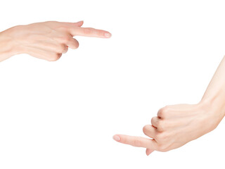 Two pointing hands isolated png with transparency - 563992953