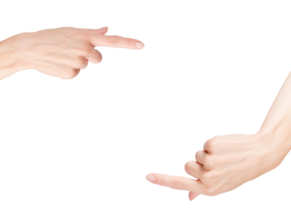Two pointing hands isolated png with transparency