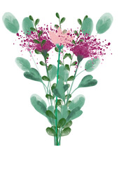 bouquet of flowers, digital watercolor illustration 