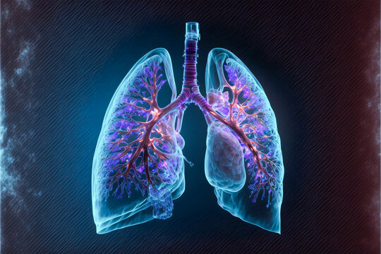 imagine inside lung with cronic ostructive desase with smoke, AI generate