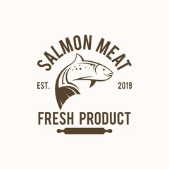 Salmon fish logo design template vector. Animal logo template