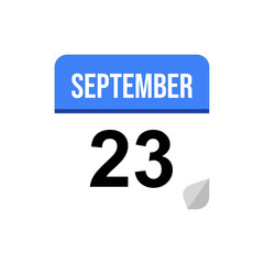 23 September calendar date icon on transparent background