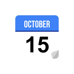 Obraz premium 15 October calendar date icon on transparent background