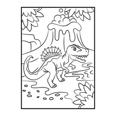Dinosaur coloring page. Kids preschool activity coloring template