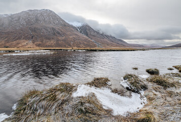 The meeting point of River Etive and the Loch Etive in the Highlands, Scotland 