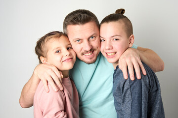 Fototapeta premium Happy family portrait on white background, close-up