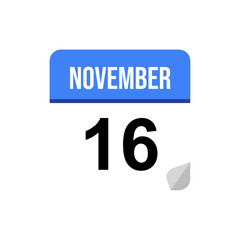 16 November, Calendar date icon, Event date icon