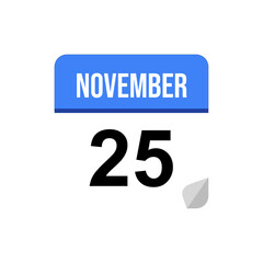 25 November, Calendar date icon, Event date icon