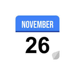 26 November, Calendar date icon, Event date icon