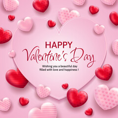 Happy Valentines Day greeting template, love backgrounds for banner, poster, cover design templates, social media feed wallpaper stories