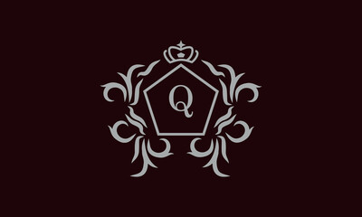 Elegant floral monogram design template for one or two letters such as Q. Business sign, identity monogram for restaurant, boutique, hotel, heraldry, jewelry.