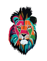 Colorful lion head illustration - 563996100