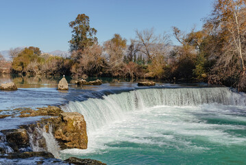 Manavgat waterfall is a popular tourist attraction near the city of Side in the province of Antalya (Turkey)
