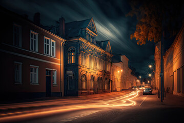 night city street. Generative AI image.