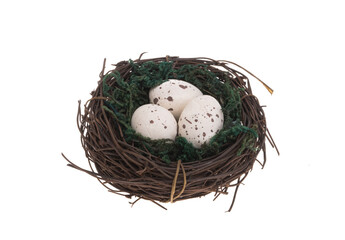 Naklejka na ściany i meble bird's nest with eggs isolated