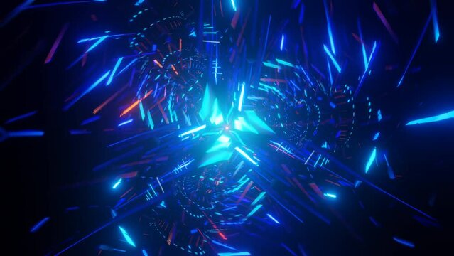 Triangle shape swirling and spinning in an endless cycle of color and movement VJ loop.