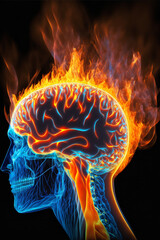 Illustrated Human Brain Generative AI illustrations