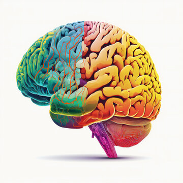 Illustrated Human Brain Generative AI illustrations