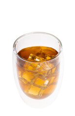 glass with drink and ice