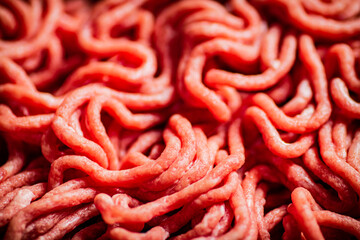 Raw minced fresh meat. Macro background. 