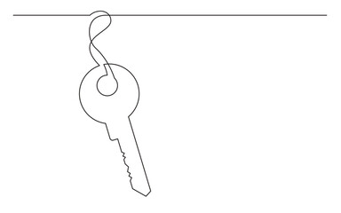 continuous line drawing vector illustration with FULLY EDITABLE STROKE of key