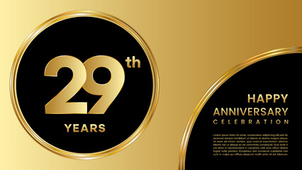 29th Anniversary Celebration. Template design for anniversary celebration event, invitation, banner, poster, flyer, greeting card, book cover. Vector Template Illustration