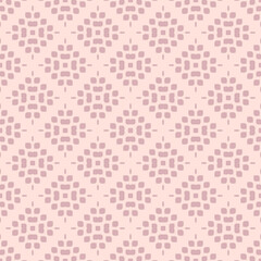 Vector geometric floral pattern. Elegant abstract ornament texture with flower silhouettes, small petals, leaves. Luxury pink background. Repeat geo design for decor, wallpaper, product package, wrap