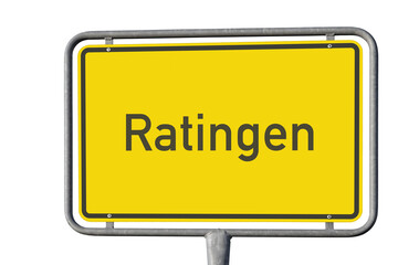 Ortstafel, Einfahrt, Stadt Ratingen, freigestellt als PNG, (Symbolbild) - obrazy, fototapety, plakaty