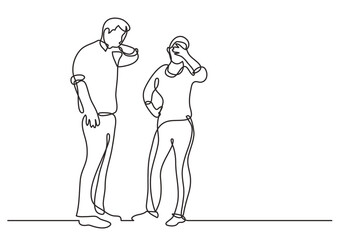 continuous line drawing vector illustration with FULLY EDITABLE STROKE of standing couple frustrated