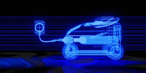 Obraz premium electric car charging battery station, EV vehicle transportaion concept. 3d illustration rendering, technology of new energy, future of travel