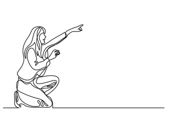continuous line drawing vector illustration with FULLY EDITABLE STROKE of woman maling pictures