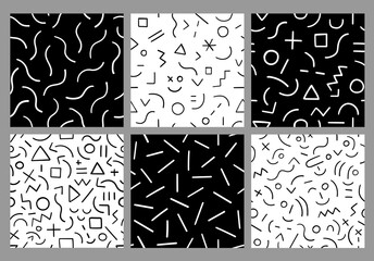 abstract lines seamless pattern set , vector design element