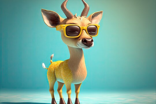 Antilopa In sunglasses and swimming trunks,generative ai
