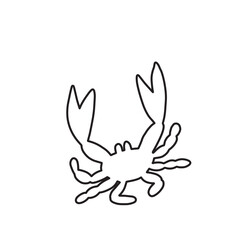 Line silhouette crab on a white background. Vector hand drawn kids illustration. Sea ocean. Underwater world