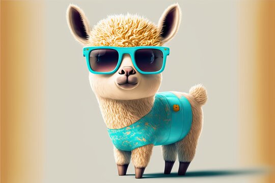 liama In sunglasses and swimming trunks,generative ai