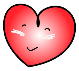 Love Concepts, Illustration Happy Heart Icon & Symbol with Facial Emotion.


