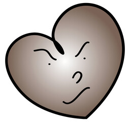 Love Concepts, Illustration Angry Heart Icons & Symbols with Facial Emotions.
