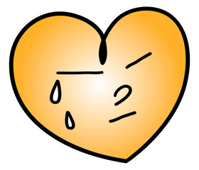 Love Concepts, Illustration Sadness Heart Icons & Symbols with Facial Emotions.
