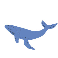 Whale, ocean animal. Sealife in Scandinavian style on a white background. Great for poster, card, apparel print. Vector illustration