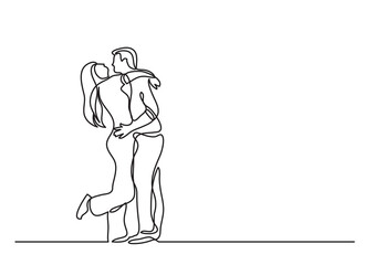 continuous line drawing vector illustration with FULLY EDITABLE STROKE - happy couple