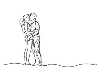 continuous line drawing vector illustration with FULLY EDITABLE STROKE - kissing couple